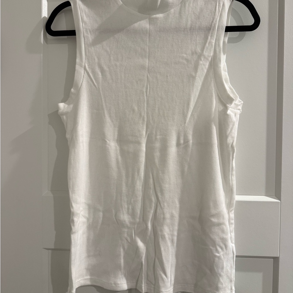 GAP White Ribbed Sleeveless Tank Top